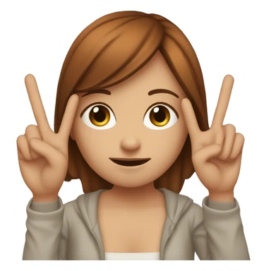 Redish-brown haired girl making the peace sign in front of her face sticker