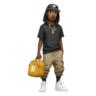 Person wearing clothes with hip hop cursive font style clothes sticker