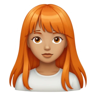 Chica morena con fleco y cabello largo naranja sticker