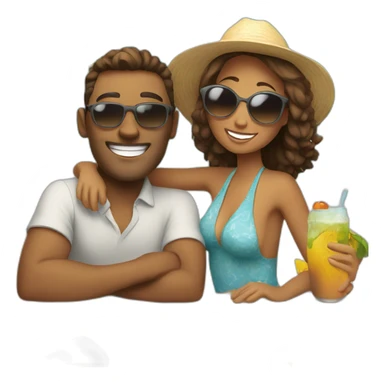 happy couple on vacation sticker