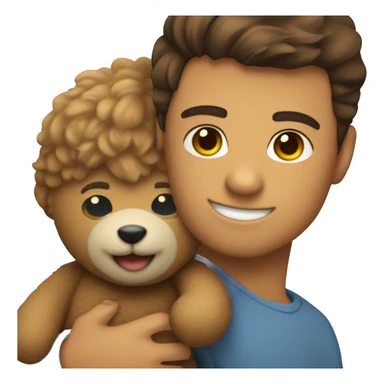 a teddy bear and a young man holding han sticker