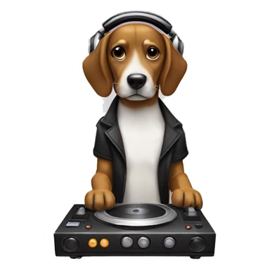 Dog playing a dj sticker