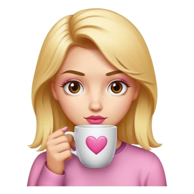 Chica rubia con un alzo rosa en el pelo y una taza de café  sticker