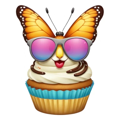 Butterfly wearing sunglasses and with cupcake sticker