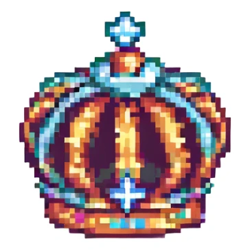 a pixel art crown, small and iconic sticker