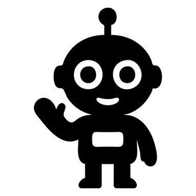 A cute, cartoonish, and friendly robot with a round head, big expressive eyes, and a small body, giving off a welcoming and helpful vibe sticker