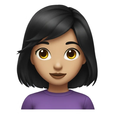 Girl black hair whit black cat  sticker