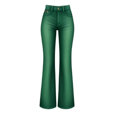 Realistic long Wide leg high waisted green velour jeans, isolated sticker
