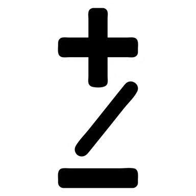 plus, minus and slash symbols, solid black fill, minimalist style, consistent line thickness sticker