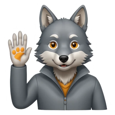  A real wolf waving his hand while he's standing but  sticker