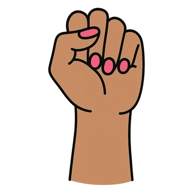 girl power, raised fist with pink nails, no background sticker