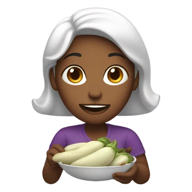 Woman eating eggplant  sticker