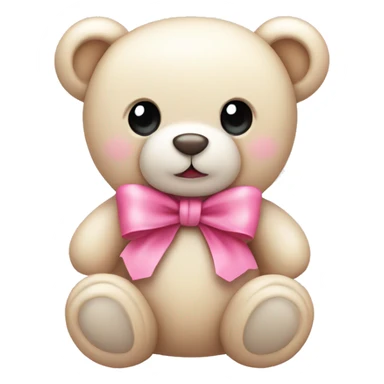 cute cream colored teddy bear with a pink bow sticker