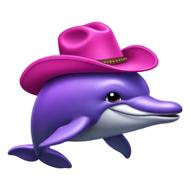purple dolphin wearing pink cowboy hat sticker