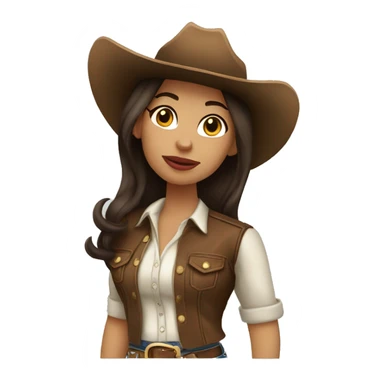 Brunette light skin cowgirl  sticker