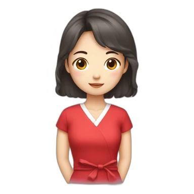 Korean girl with red dress  sticker