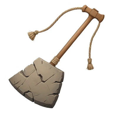 ancient break stone ax string and stick sticker