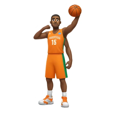 Latin American basketball player raising his fist in an orange uniform sticker