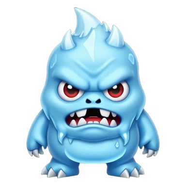 a grumpy chibi ice monster, scary, sinister sticker