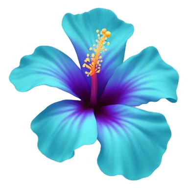 A cyan and violet hibiscus flower sticker