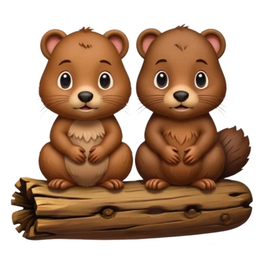 a girl beaver and a boy beaver on a log sticker