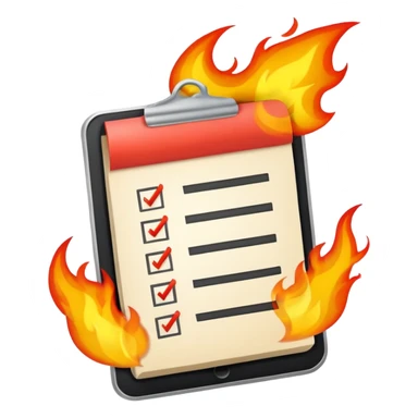 A To-do list on fire. Representing fast completion. sticker
