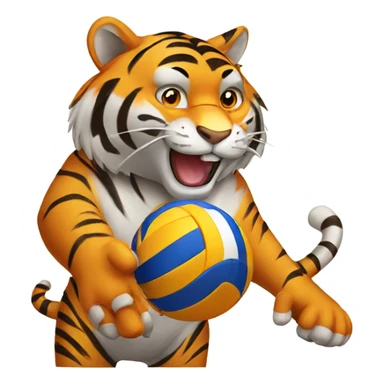 Tiger playing volleyball sticker