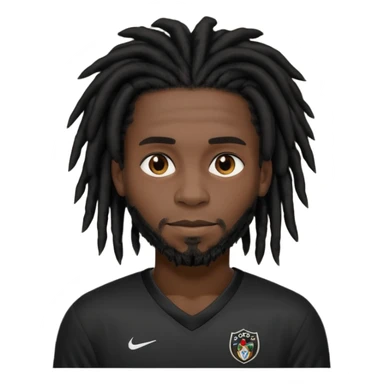 black dreadlocks man with black jersey sticker