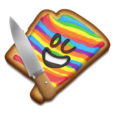 Rainbow evil smile poptart with a knife sticker