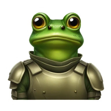 A frog doing the thousand yard stare with army armor on sticker