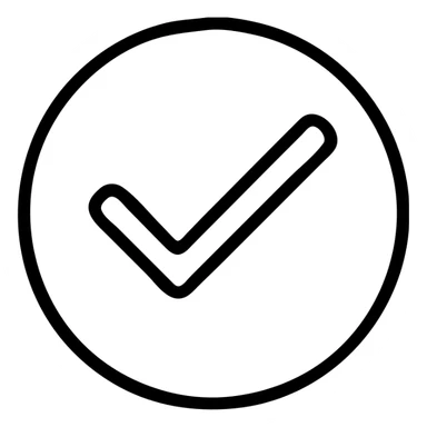 grey tick inside a circle, simple, modern icon style sticker
