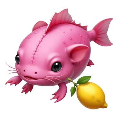 J’aimerais un Axolotl en dessin anime un peu rose qui mange un citron sticker