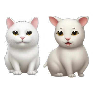 White cat and funny wombat sticker