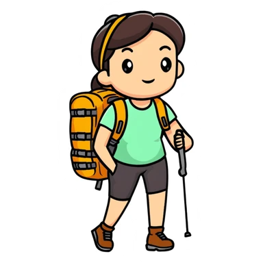 woman with hiking backpack sticker