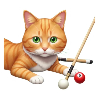 cat playing billiards sticker