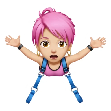 bungee jumping face in action with earrings and pink hair flying away earrings flying away sticker