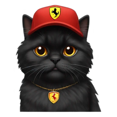 Black persian cat with red Ferrari cap  sticker