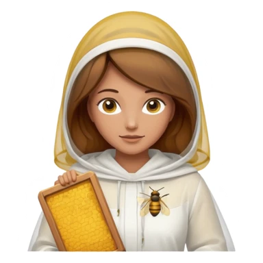 female bee keepers with brown hair, white outfit sticker