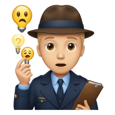 surprised detective discovering a clue, inspired by Agent Sai Srinivas Athreya, emoji style sticker