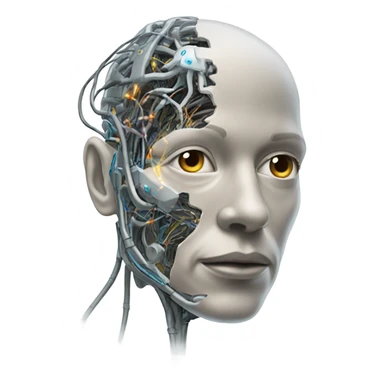 cyborg with a brain sticker