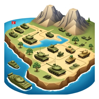 strategic military map with military objects sticker