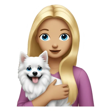 Blonde girl blue eyes holding spitz  sticker
