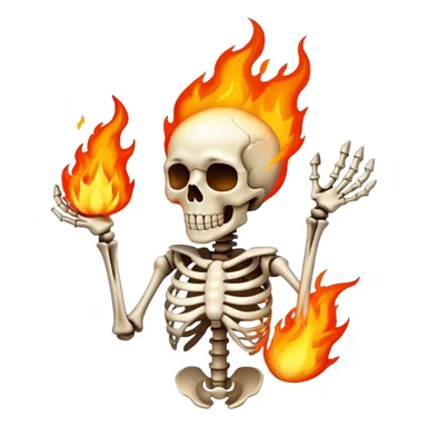 skeleton in feuer sticker