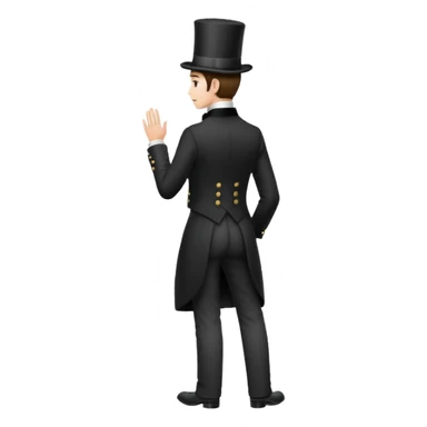 Elegant 19th century man wearing a top hat, full body, standing, back view sticker