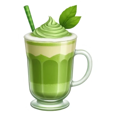 Ein  matcha Latte einer Schleife oben drauf in einem glass sticker