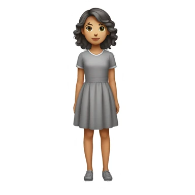 girl in a gray dress with road markings sticker