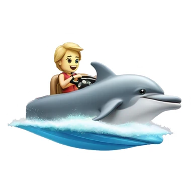 A dolphin riding a speed boat sticker
