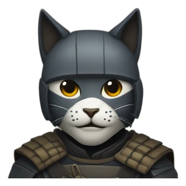 Ronin wearing a cat mask sticker