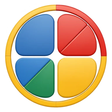 a circle with yellow blue red and green in it such as a uno play card , a circle divided in four sticker