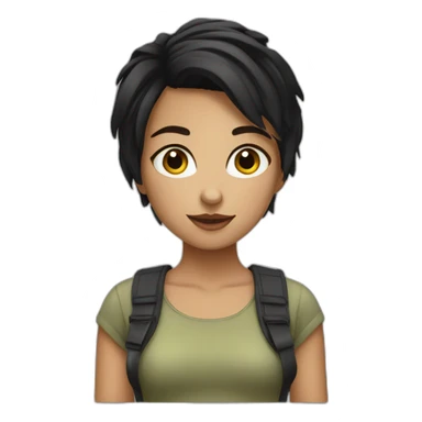 girl with black maska dn free short hair sticker